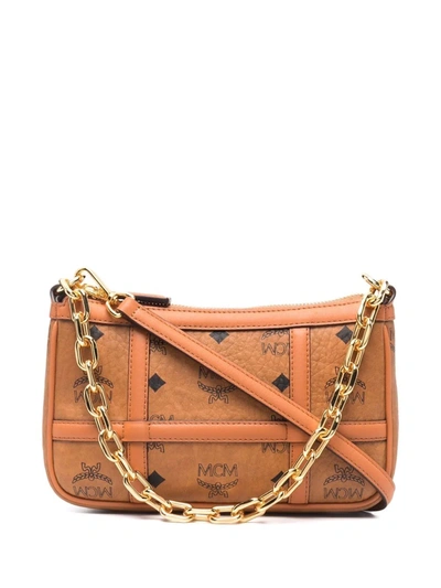 Mcm Mini Aren Shoulder Bag In Cognac