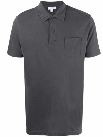 Sunspel Short-sleeved Polo Shirt In Grey