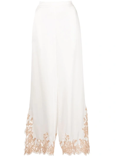 Kiki De Montparnasse Orchid Silk Palazzo Trousers In Ivory Sucre
