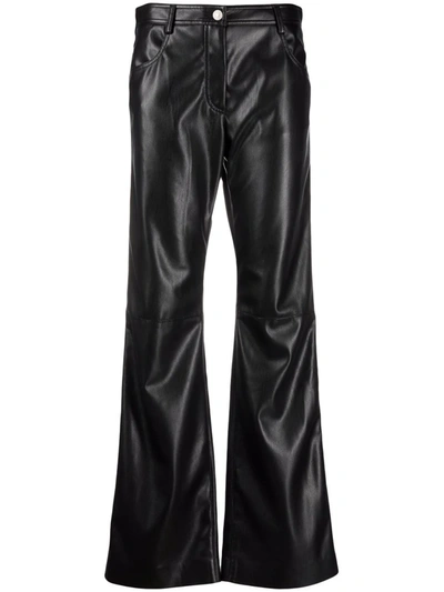 Msgm Black Paneled Faux-leather Trousers In Nero