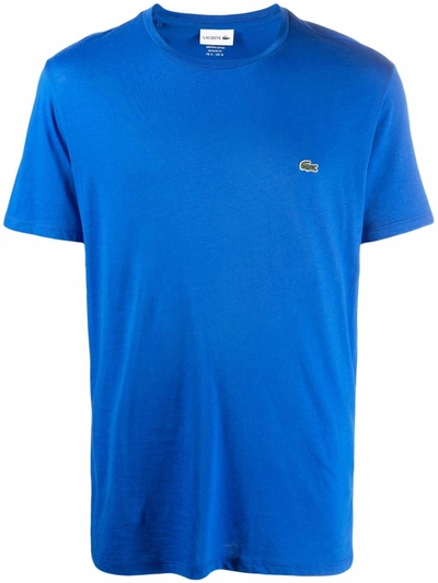Lacoste Cotton Jersey T-shirt With Embroidered Logo In Blue