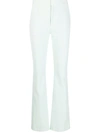 Alexander Wang Flared Velvet Trousers In Green