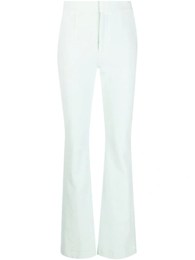 Alexander Wang Flared Velvet Trousers In Green