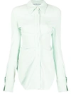Alexander Wang Long-sleeved Velvet Shirt In Green