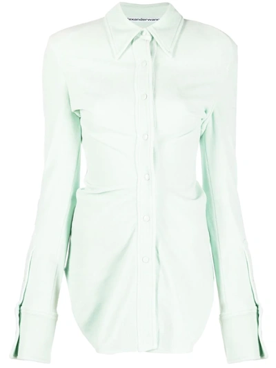 Alexander Wang Long-sleeved Velvet Shirt In Green