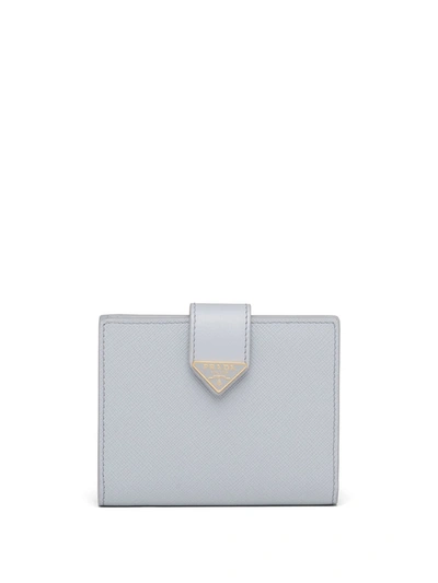 Prada Small Logo-plaque Saffiano Leather Wallet In Blue