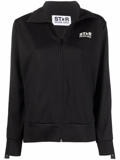 Golden Goose Logo Zipped Tracksuit Jacket In Black