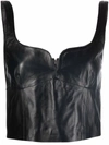 Manokhi Cropped Leather Vest In Black