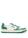 Autry White And Green Two-tone Leather Medalist Low Sneakers In White