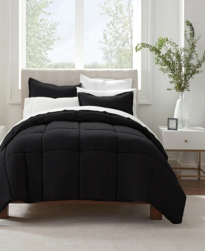 Serta Simply Clean Antimicrobial Twin Extra Long Comforter Set, 2 Piece In Black