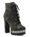 Jessica Simpson Women's Irella High Heeled Platform Lace Up Lug Sole Booties Women's Shoes In Green Combo