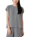 Eileen Fisher Round-neck Boxy Top In Slate