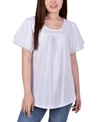 Ny Collection Women's Double Flutter Sleeve Top In White