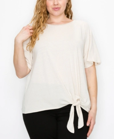 Coin Plus Size Side Tie Tee In Natural
