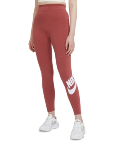 Nike Sportswear Essential Women's High-waisted Graphic Leggings In Canyon Rust,white