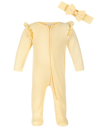 First Impressions Baby Girls Dot-print Cotton Coverall, Created For Macy's In Sunshine Day