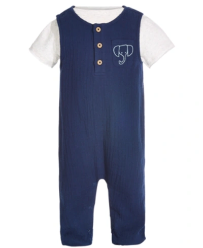 First Impressions Kids' Baby Boys Crinkle Gauze Romper Set, Created For Macy's In Navy Nautical