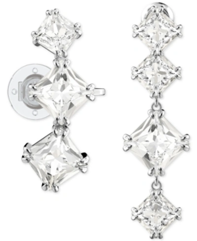 Swarovski Silver-tone Crystal Mismatch Earrings In White