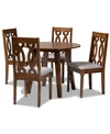 Baxton Studio Leon Modern And Contemporary Fabric Upholstered 5 Piece Dining Set In Gray