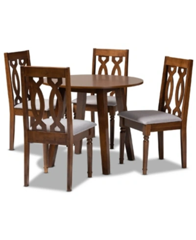 Baxton Studio Leon Modern And Contemporary Fabric Upholstered 5 Piece Dining Set In Grey