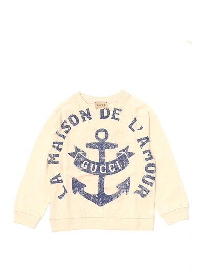 Gucci Kids Logo Anchor Print Sweatshirt In Beige