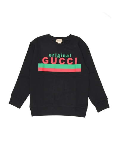 Gucci Kids Logo Printed Sweatshirt In Black