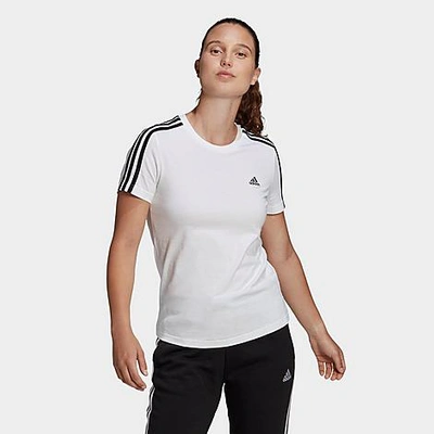 Adidas Originals Women's Essentials Cotton 3 Stripe T-shirt In White