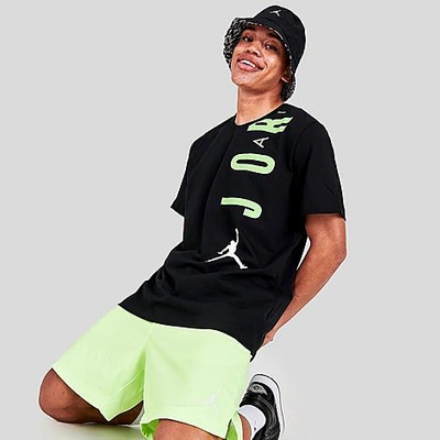 Nike Jordan Men's Air Stretch Logo T-shirt In Black/electric Green/white