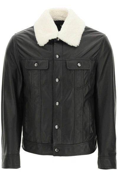 Dolce & Gabbana Lambskin Aviator Jacket In Black