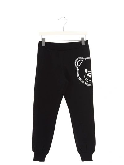 Moschino Kids' Teddy Bear-print Track Trousers In Black