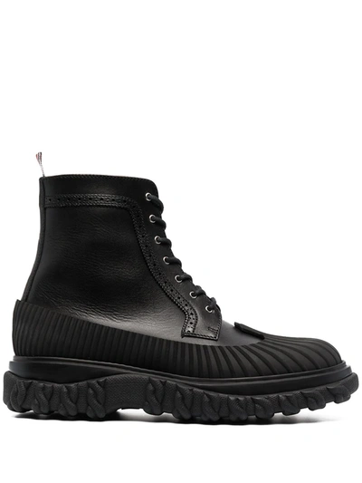 Thom Browne Chunky Leather Ankle Boots In Black