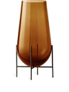 Menu Small Amber Echasse Vase With Bronzed Brass Stand In Gold