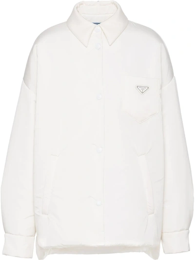 Prada Re-nylon Padded Shirt Jacket In White
