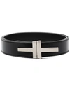 Tom Ford Logo-plaque Leather Belt In Schwarz