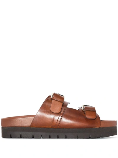 Grenson Flora Flatform Sandals In Braun