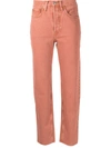 Re/done 70s High Rise Stove Pipe Straight-leg Jeans In Rot