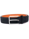 Santoni Square-buckle Suede Belt In Blau