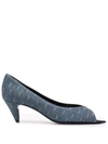 Saint Laurent Monogram-pattern Open-toe Sandals In Blau