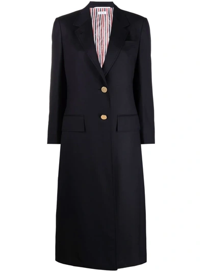 Thom Browne Single-breasted Wool Coat In Blau