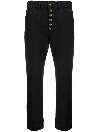 Dondup High-waist Button Trousers In Schwarz