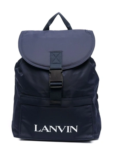 Lanvin Enfant Logo-print Padded Buckle-fastening Backpack In Blau