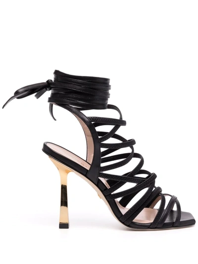 Stuart Weitzman Jaxie 100mm Strappy Sandals In Black