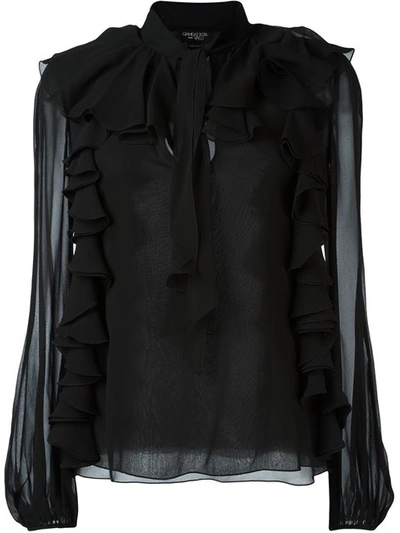 Giambattista Valli Ruffled Silk Georgette  Blouse In Black