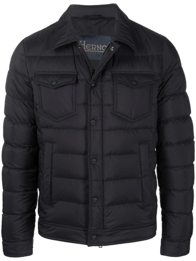 Herno Long-sleeve Down-feather Jacket In Black