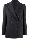 Brunello Cucinelli Monili Chain-embellished Double-breasted Blazer In Grau