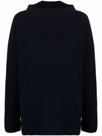 Daniela Gregis Navy Wool Mock-neck Sweater In Blue
