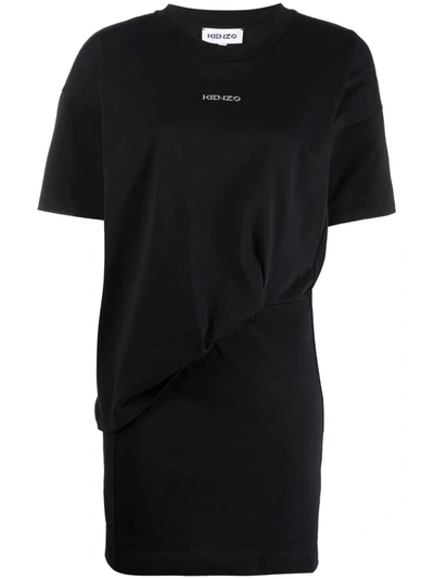 Kenzo Logo Printed Mini Dress In Black
