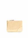 COMME DES GARÇONS SMALL LOGO-EMBOSSED LEATHER POUCH