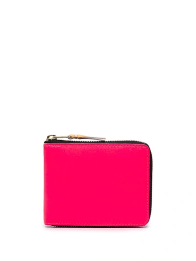 Comme Des Garçons Colour-block Leather Wallet In Rosa