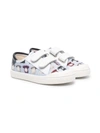 Pèpè Phone-print Touch-strap Sneakers In 黑色